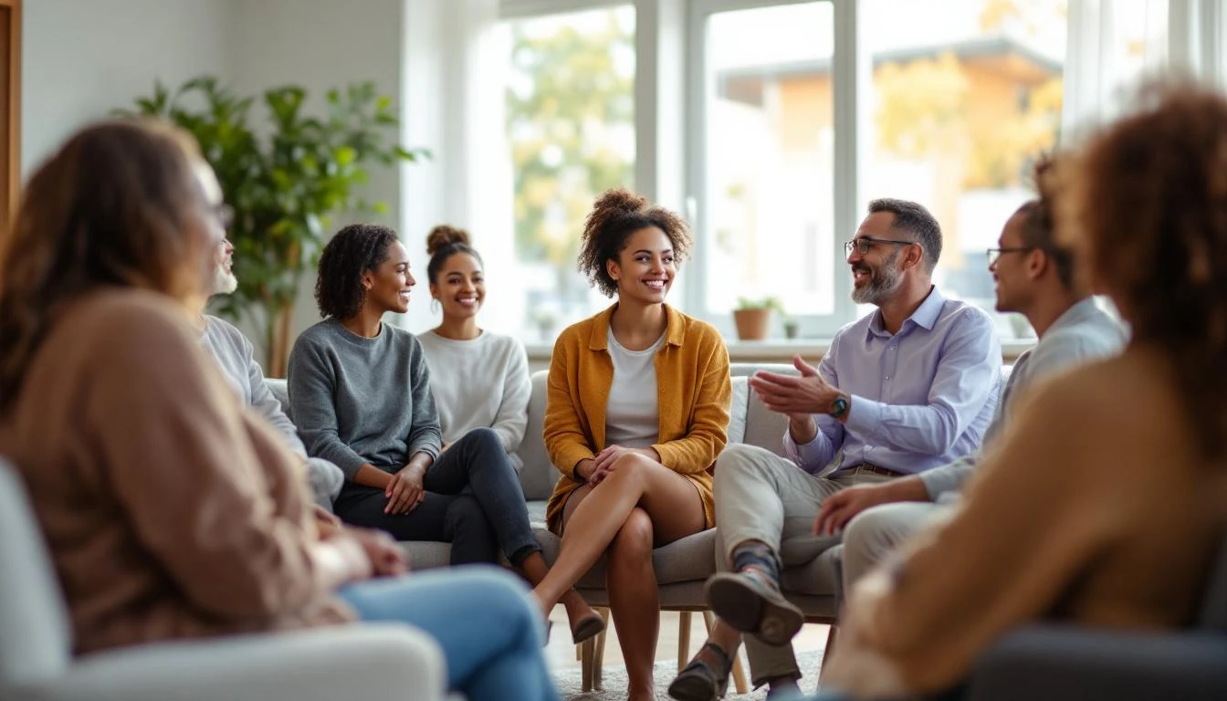 Group therapy session in rehabilitation center